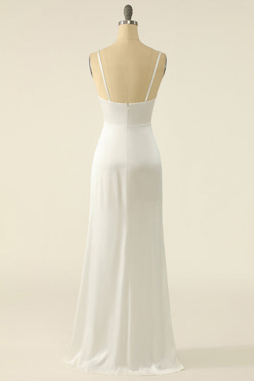 Ivory Satin Simple Wedding Dress